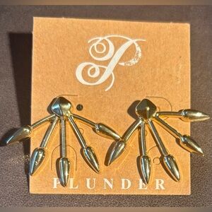 NWT Gold Spike Fan 2 in 1 Earrings by Plunder #29 - Dakota